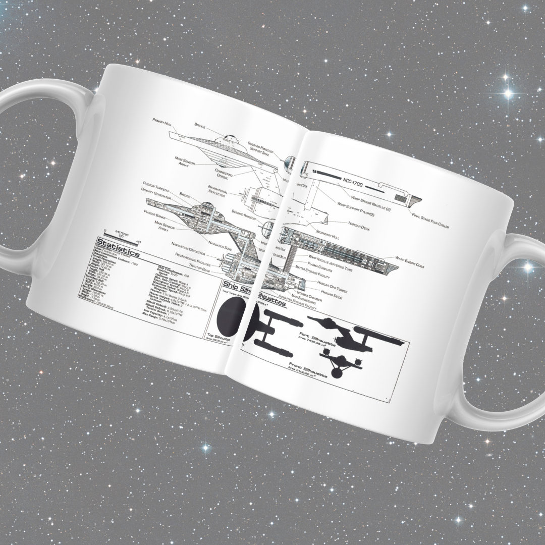 Starship Blueprint Enterprise A Themed Sci-Fi Themed Mug