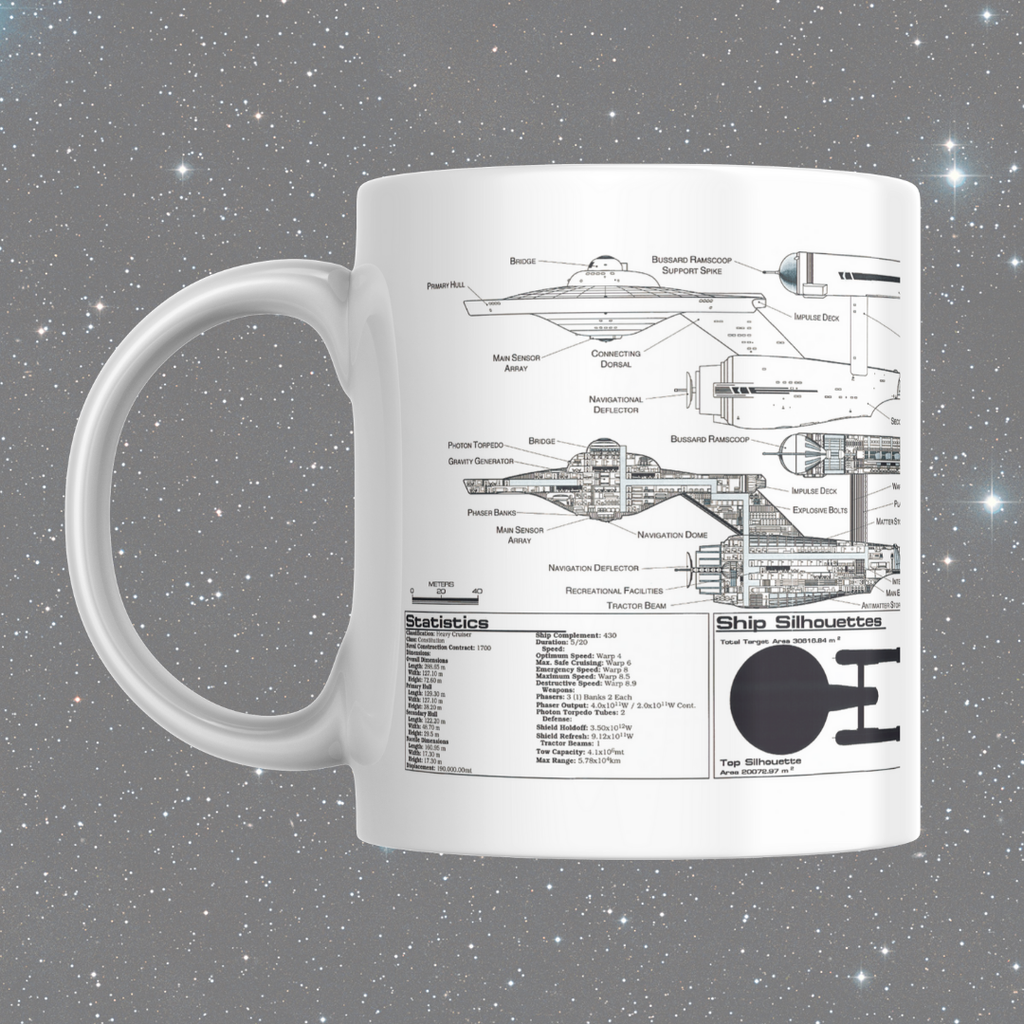 Starship Blueprint Enterprise A Themed Sci-Fi Themed Mug