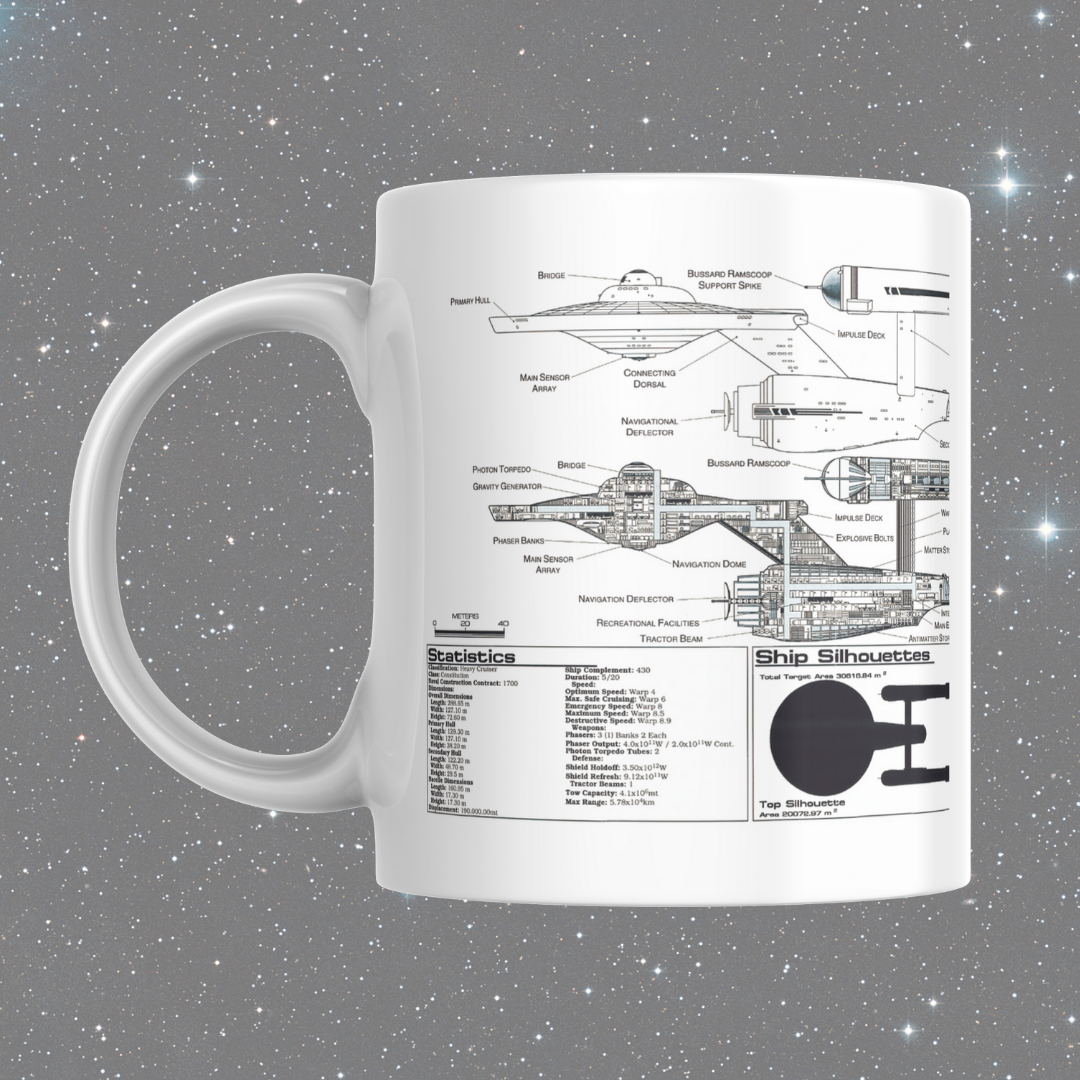 Starship Blueprint Enterprise A Themed Sci-Fi Themed Mug