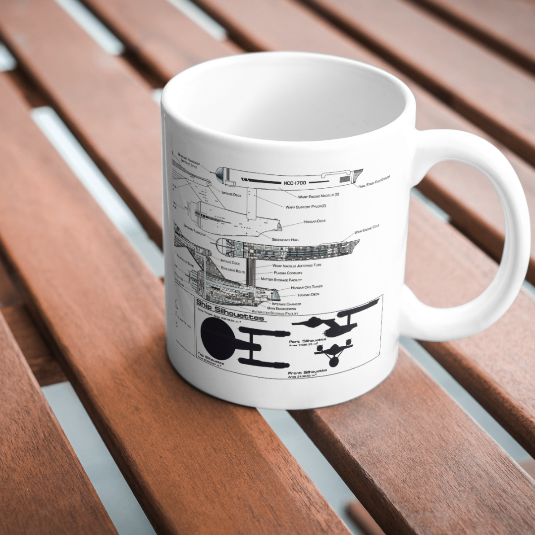 Starship Blueprint Enterprise A Themed Sci-Fi Themed Mug