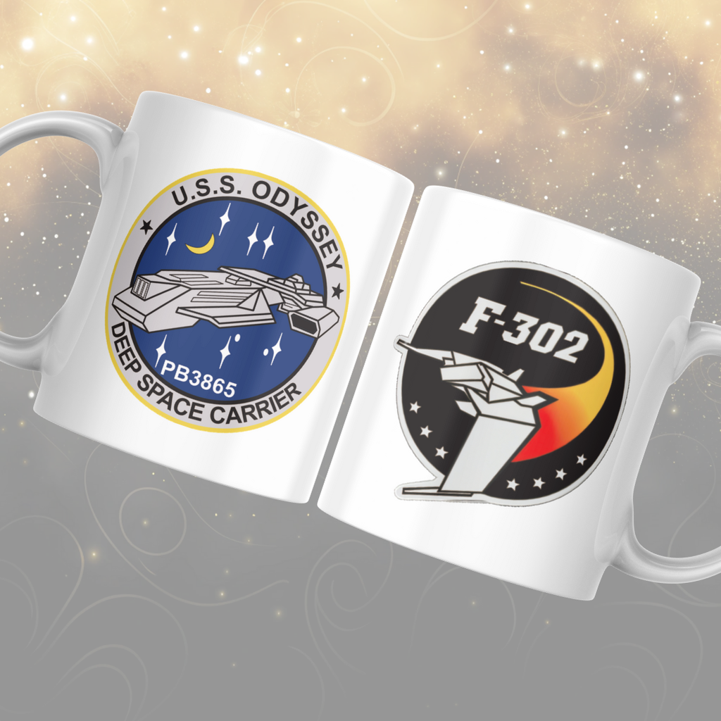 USS Odyssey & F-302 Stargate Mug: Sci-Fi Themed Mug