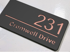 Cromwell Drive Premium Modern House Sign - Grey & Rose Gold