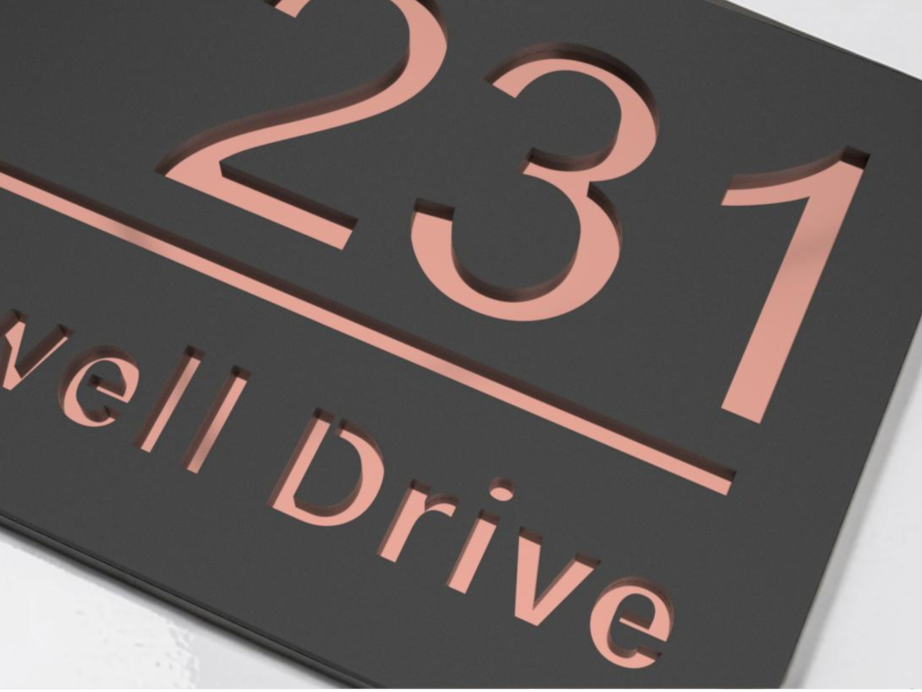 Cromwell Drive Premium Modern House Sign - Grey & Rose Gold
