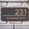 Cromwell Drive Premium Modern House Sign - Grey & Rose Gold