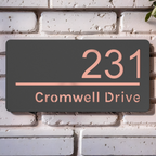 Cromwell Drive Premium Modern House Sign - Grey & Rose Gold