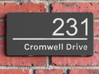 Cromwell Drive Premium Modern House Sign - Grey & Silver