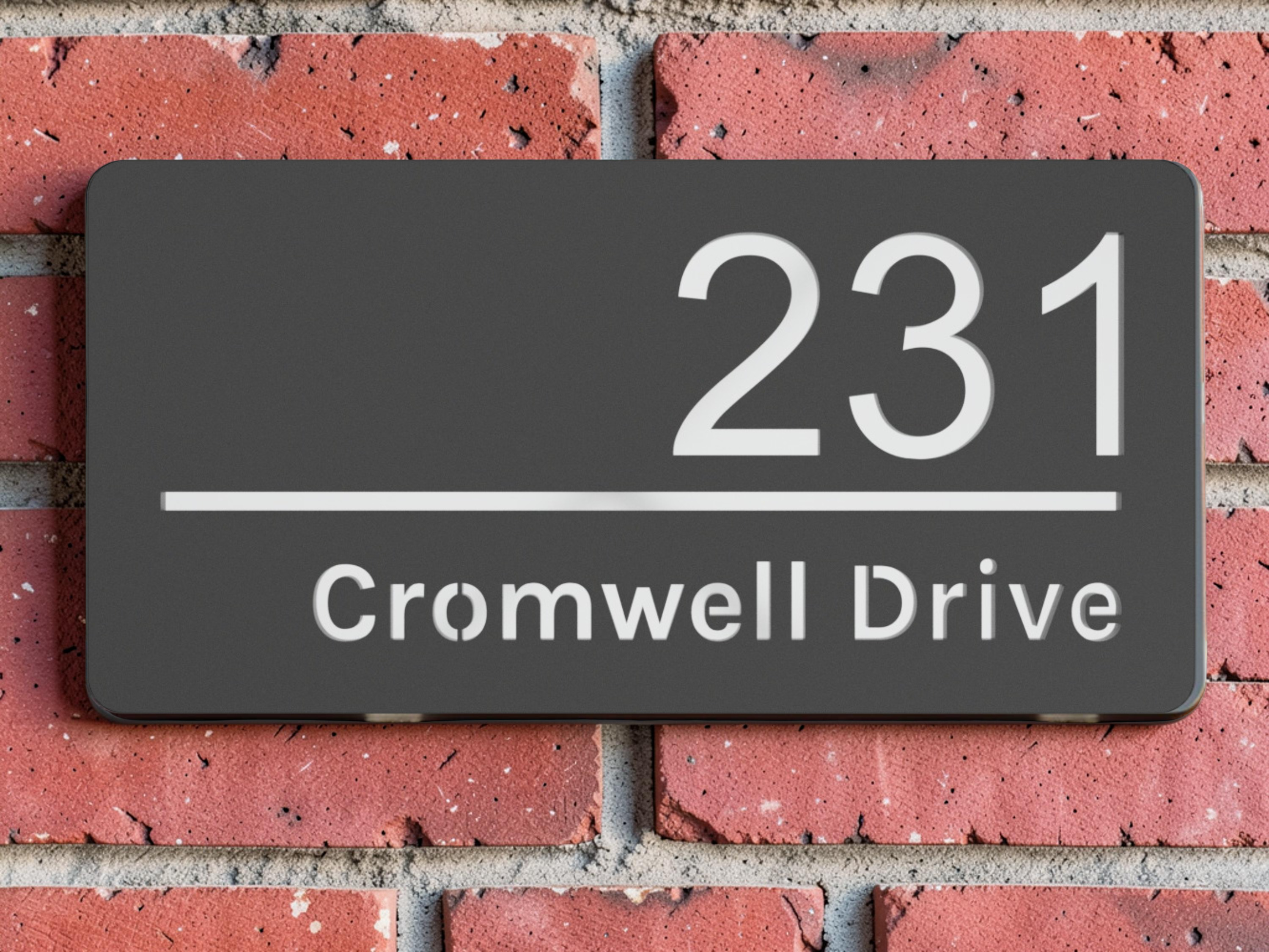 Cromwell Drive Premium Modern House Sign - Grey & Silver