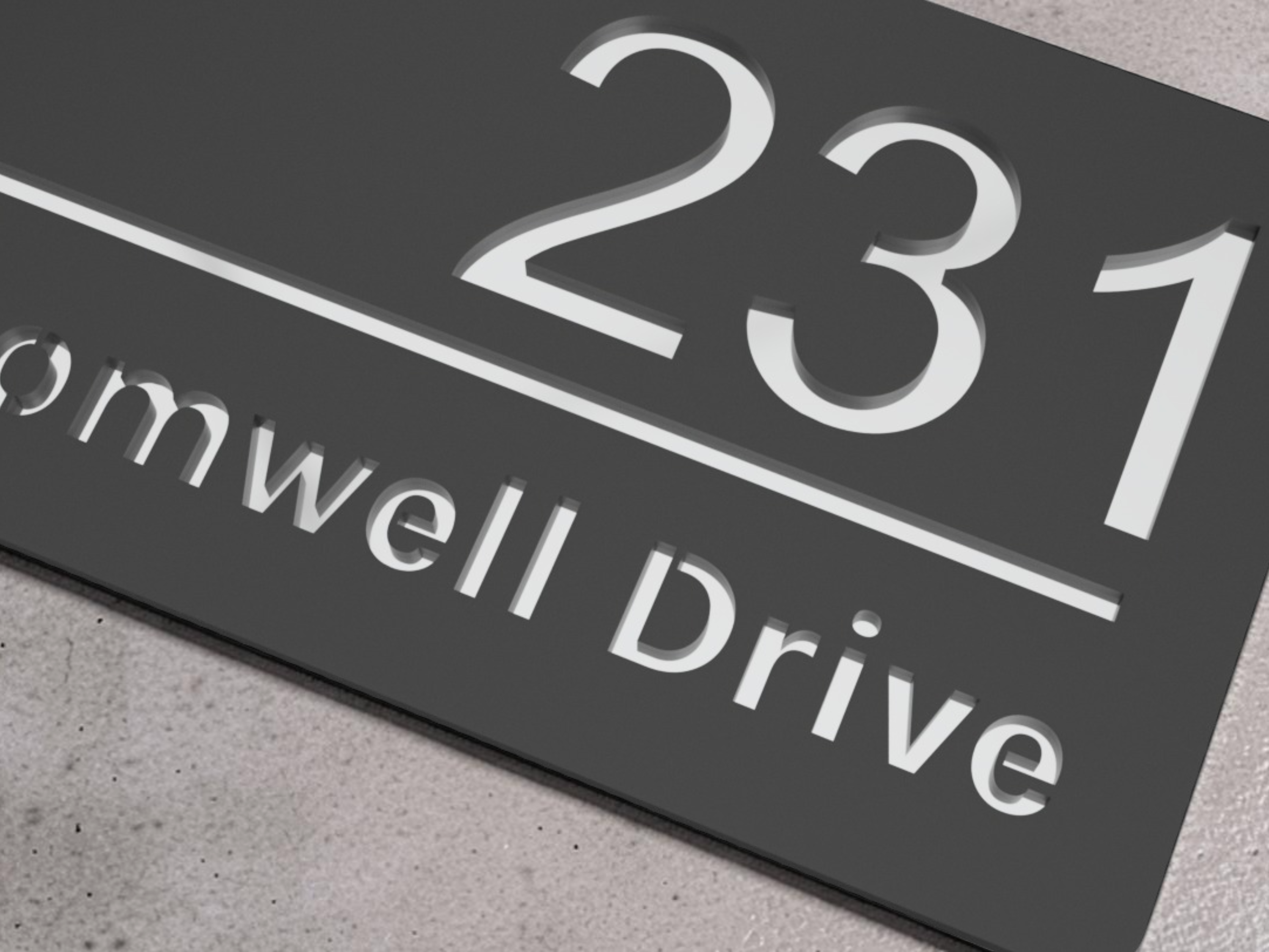 Cromwell Drive Premium Modern House Sign - Grey & Silver