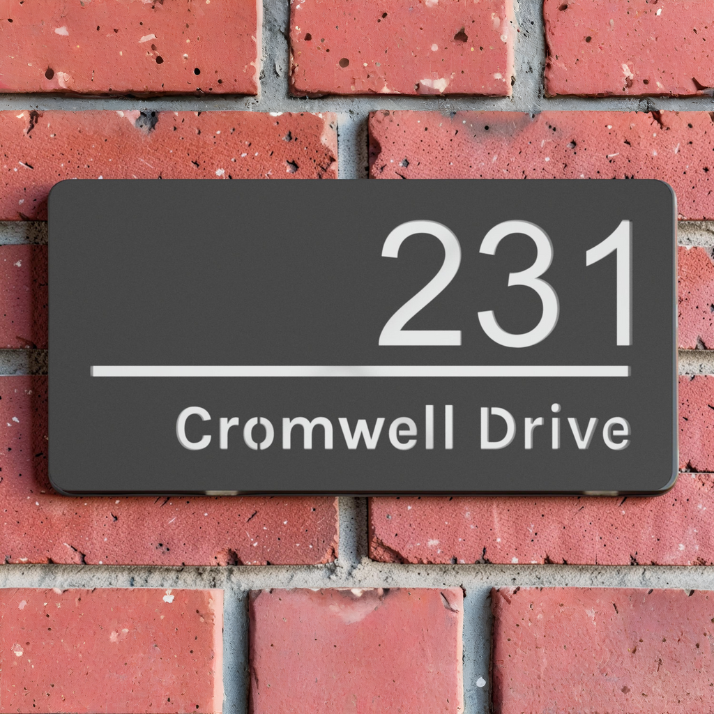 Cromwell Drive Premium Modern House Sign - Grey & Silver