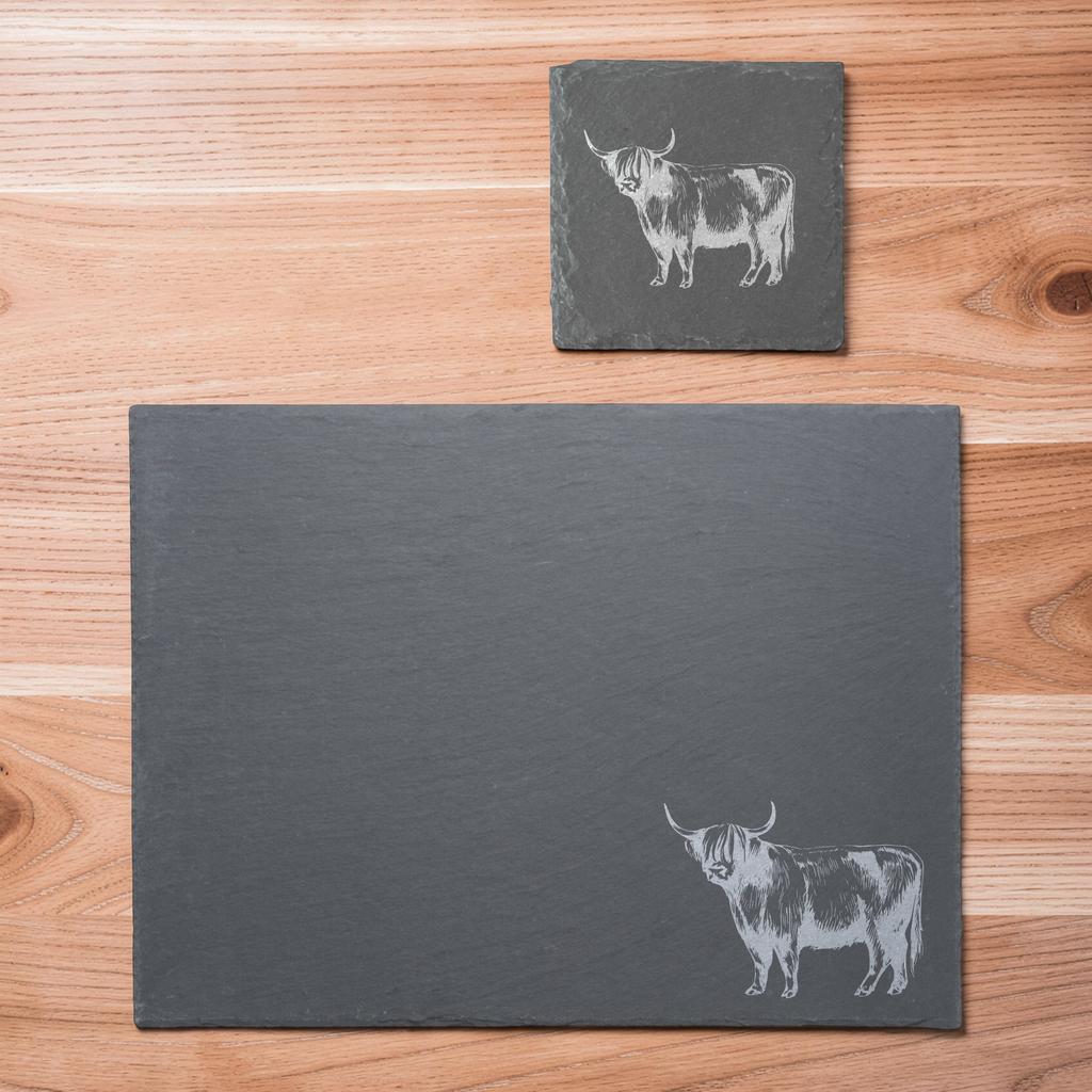 Highland Cow Themed Slate Placemat #2