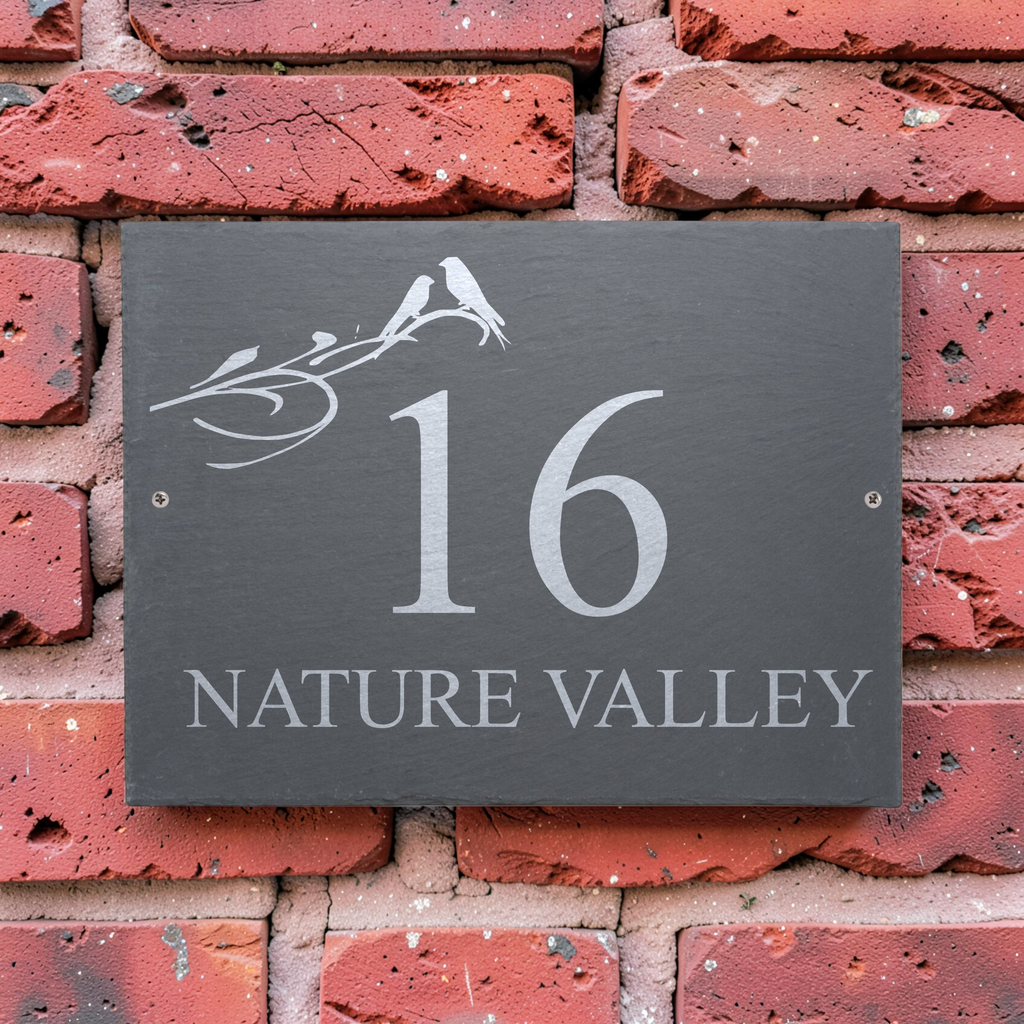 Nature Valley Style Custom Slate House Sign