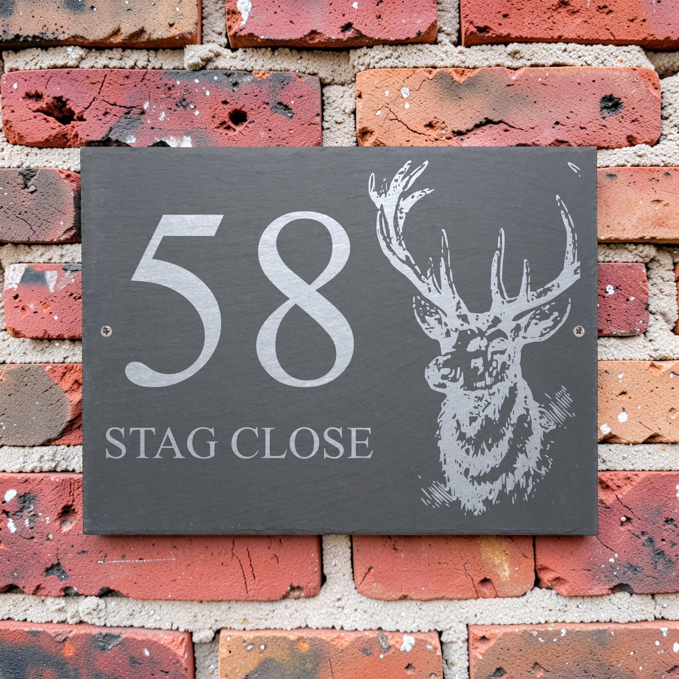 Stag Close Custom Slate House Sign