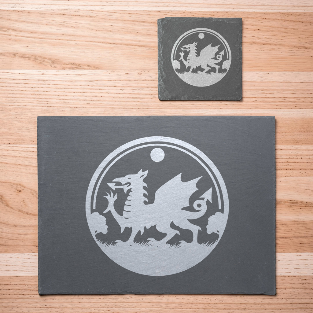 Welsh Dragon Circle Themed Slate Placemat
