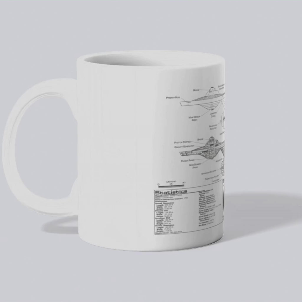 Starship Blueprint Enterprise A Themed Sci-Fi Themed Mug