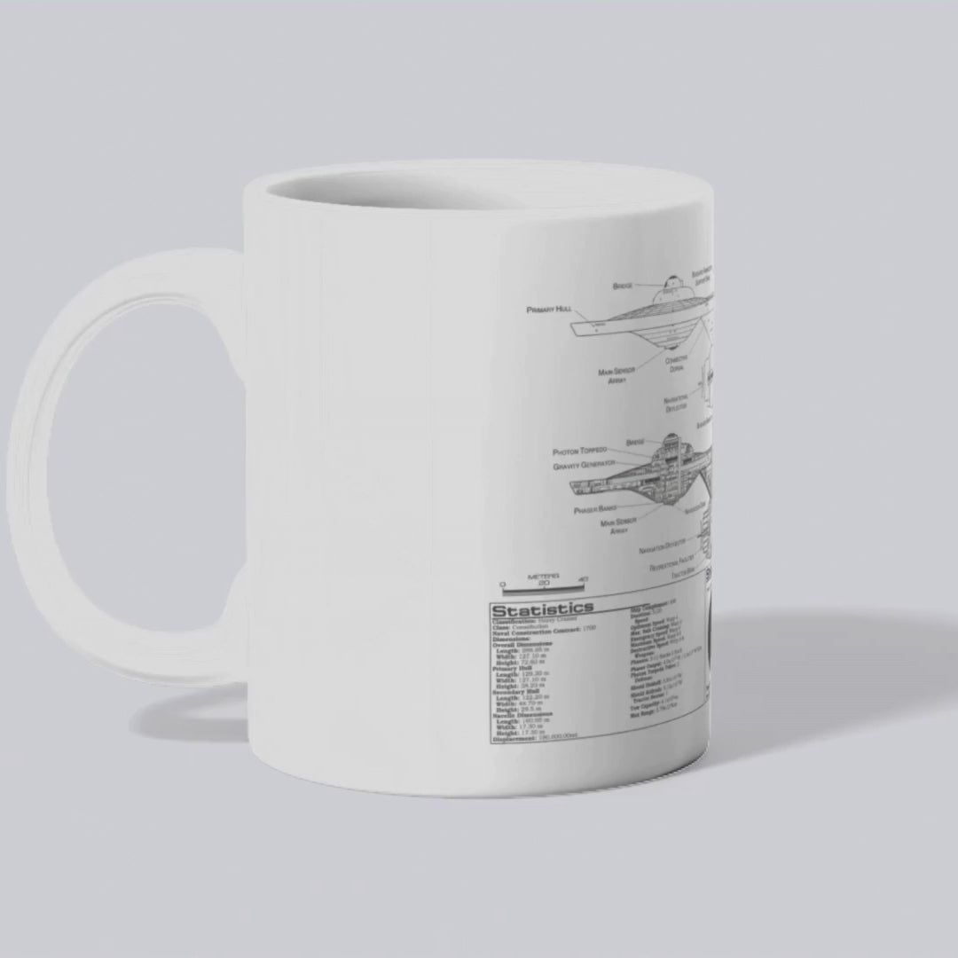 Starship Blueprint Enterprise A Themed Sci-Fi Themed Mug