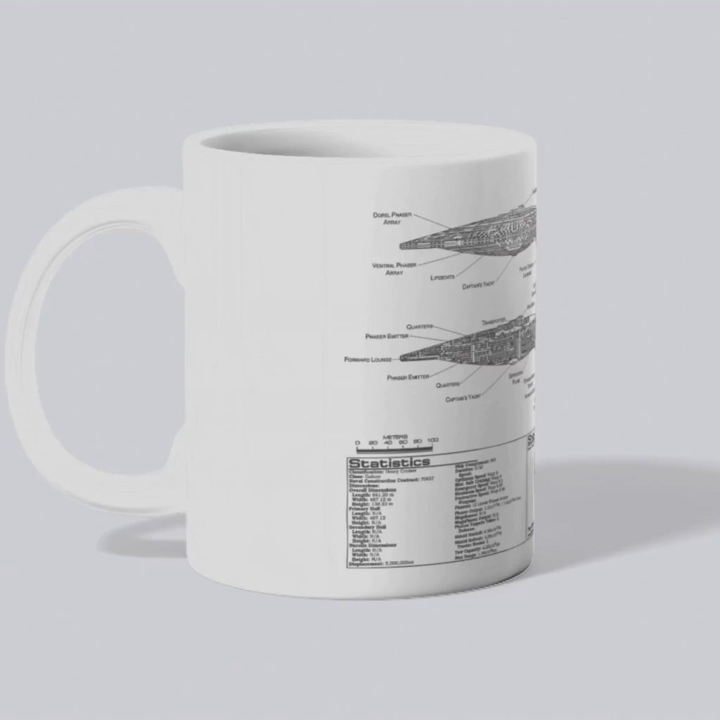 Starship Blueprint Enterprise D Themed Sci-Fi Themed Mug