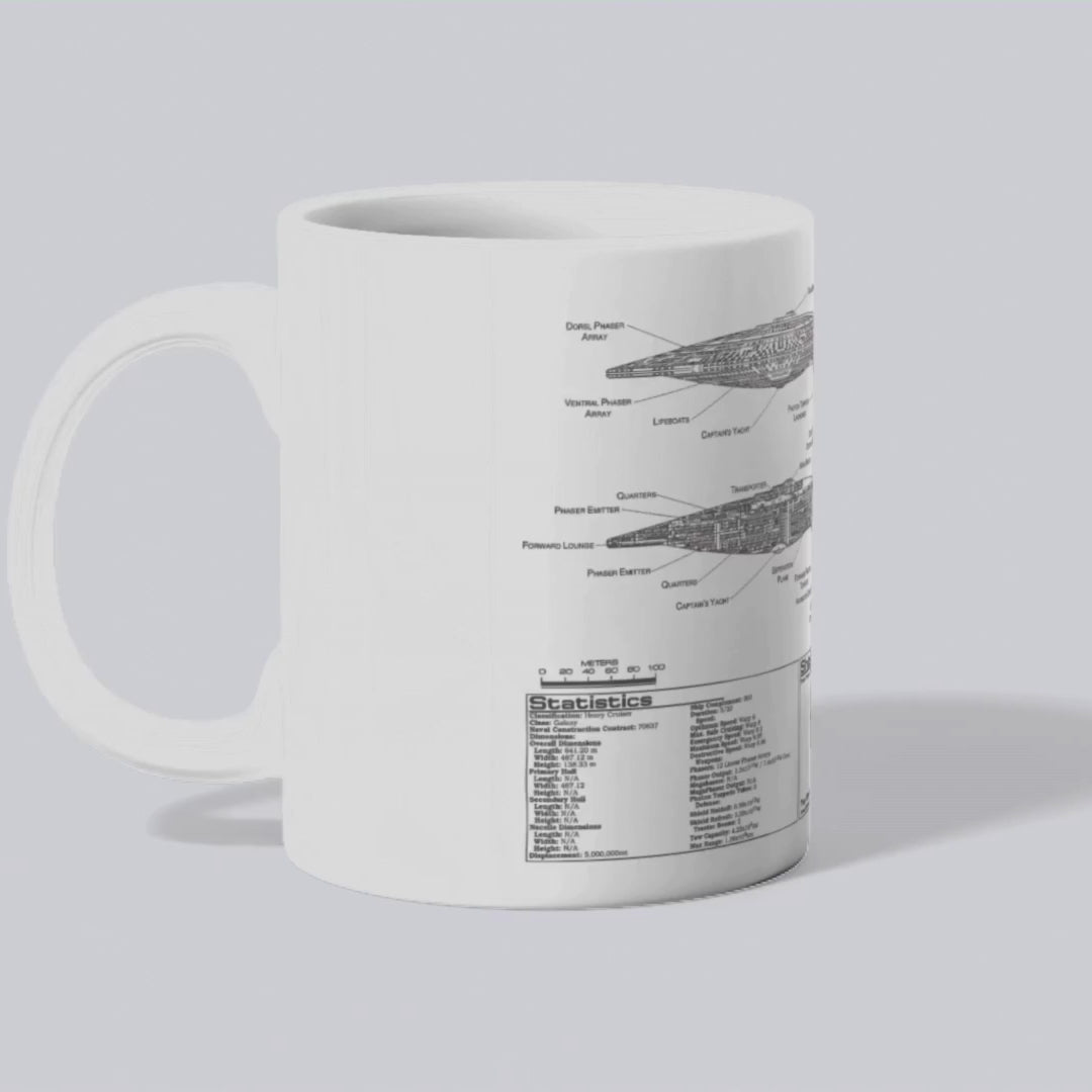 Starship Blueprint Enterprise D Themed Sci-Fi Themed Mug